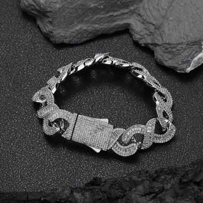 Pulsera Cubana de Zirconia Incrustada con Cadena de 8 Palabras - Image 14