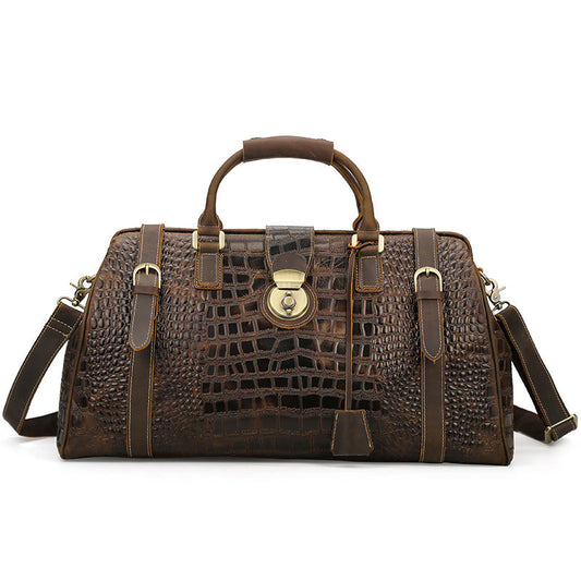 Bolsa de Viaje de Cuero con Patrón Europeo para Hombre - Image 2