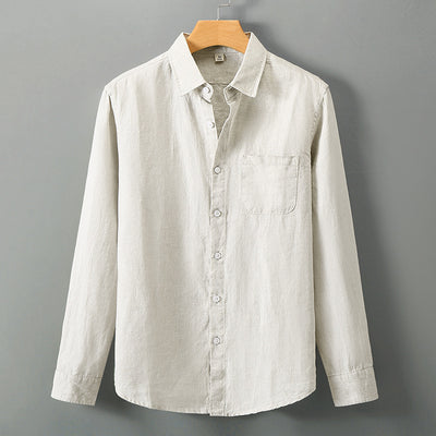 Camisa de Lino Manga Larga Suelta para Hombre - Fresca y Casual - Image 7
