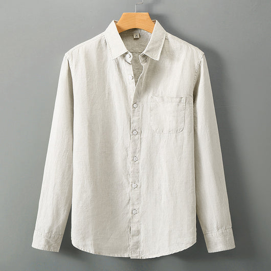 Camisa de Lino Manga Larga Suelta para Hombre - Fresca y Casual - Image 7