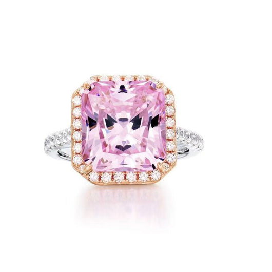 Anillo de Diamante Cuadrado en Plata Esterlina Chapada en Oro - Image 8