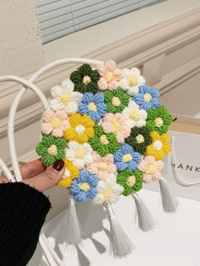 Bolsa Redonda Étnica Esponjosa para Mujer - Diseño Floral 2025 - Image 4