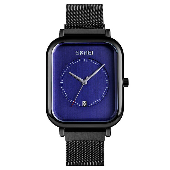 Reloj de Negocios Cuadrado para Hombre con Correa de Malla, Calendario y Resistencia al Agua