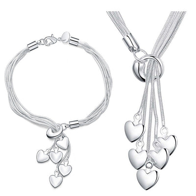 Collar en Capas con Corazones Bañado en Plata - Image 6