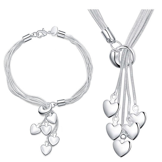 Collar en Capas con Corazones Bañado en Plata - Image 6