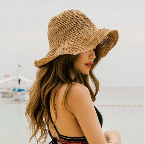 Sombrero de Paja Plegable para Mujer - Protección Solar Playa y Vacaciones