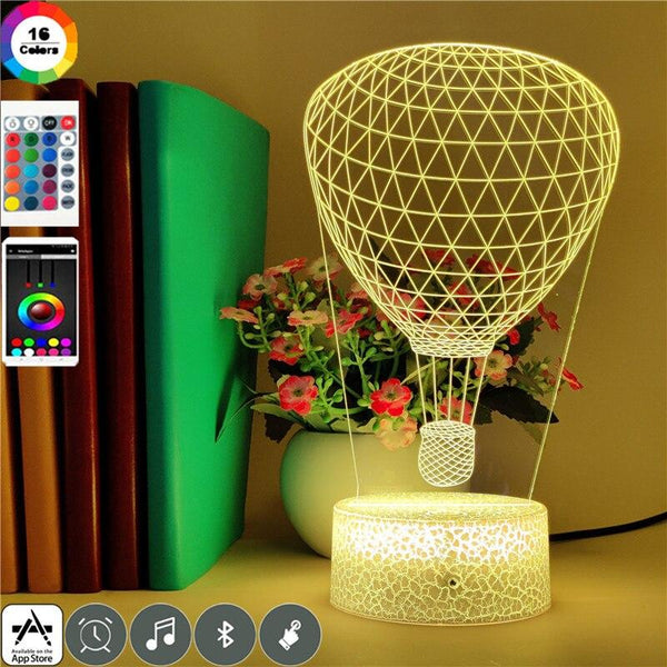 Lámpara 3D Globo Aerostático Nocturna - Luz Acrílica Multicolor