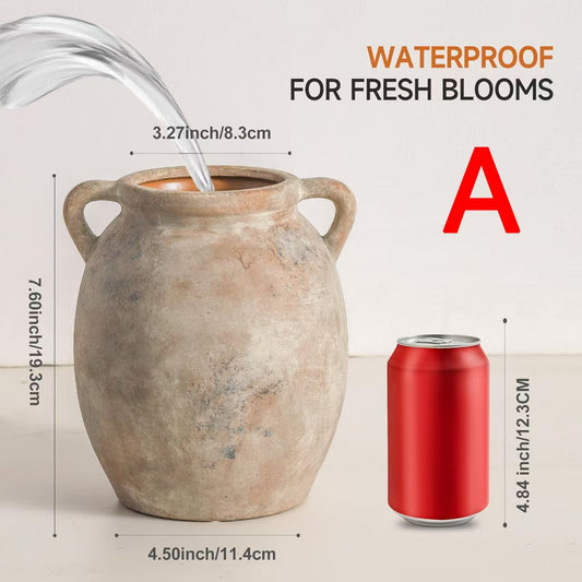 Maceta Cerámica Vintage con Asa - Jarrón Decorativo para Cultivo de Agua