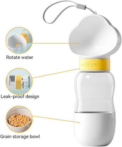 Botella Portátil 2 en 1 para Mascotas con Dispensador de Agua y Comida - 350ml - Image 18