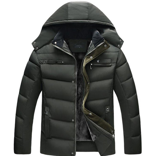 Chaqueta de Plumas con Capucha para Hombre, Corte Slim