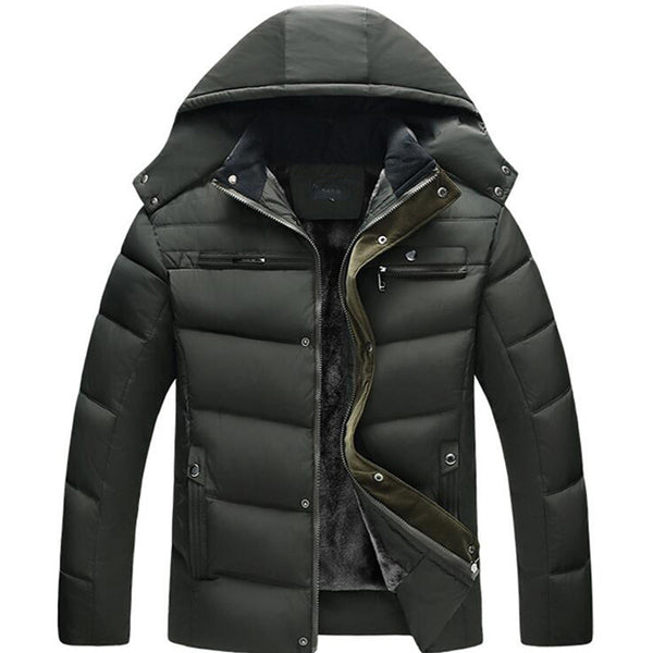 Chaqueta de Plumas con Capucha para Hombre, Corte Slim