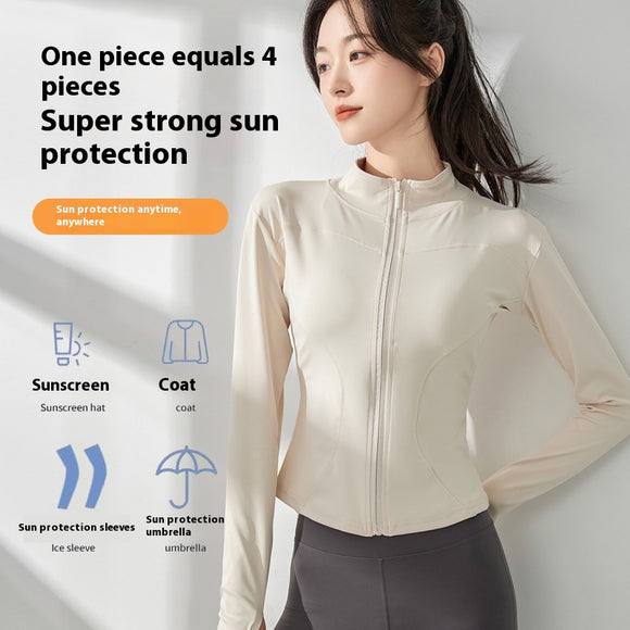 Chaqueta Deportiva para Yoga Mujer Manga Larga Protección Solar Ropa Outdoor