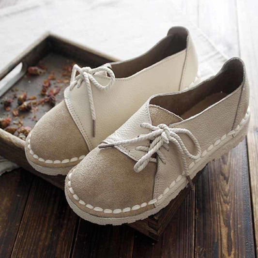 Zapatos Oxford con Cordones y Tacón Bajo