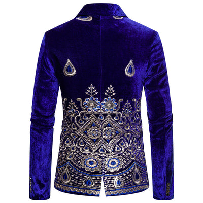 Traje de Etiqueta Plateado con Bordado y Botón Único para Hombre - Image 4