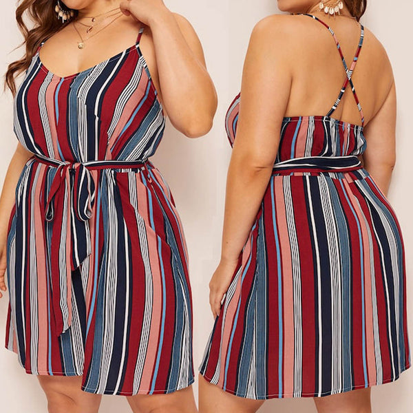 Vestido Largo de Tirantes con Rayas de Colores