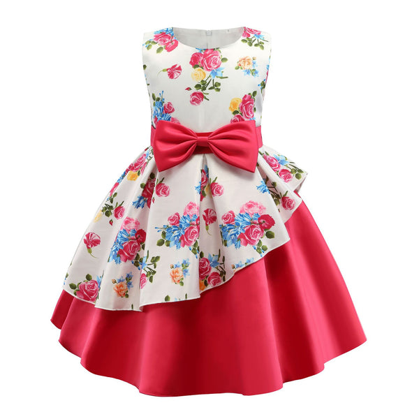 Vestido Infantil con Falda Irregular y Estampado - Disfraz con Moño