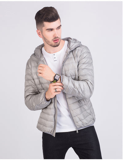 Chaqueta de Plumas Ligera para Hombre con Capucha Estilo Coreano - Image 4