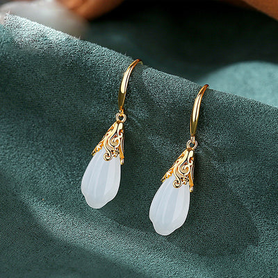 Aretes Vintage de Flor de Magnolia Hetian Natural - Image 13