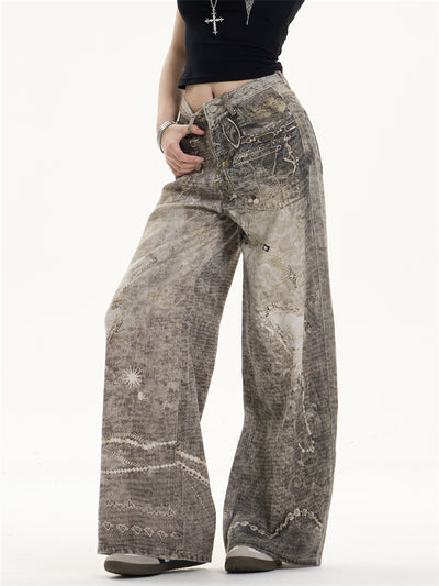 Pantalones Vaqueros Retro Desgastados Corte Recto Pierna Ancha - Image 17