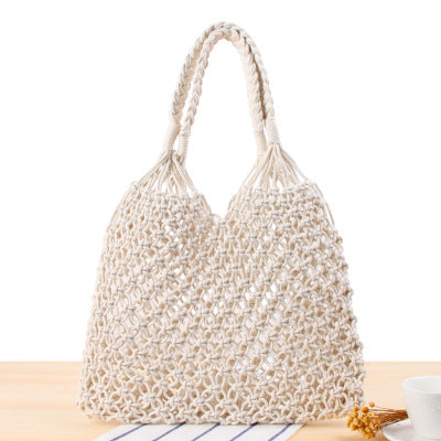 Bolsa Tejida de Malla con Asa de Cuerda - Diseño Calado Transpirable - Image 6
