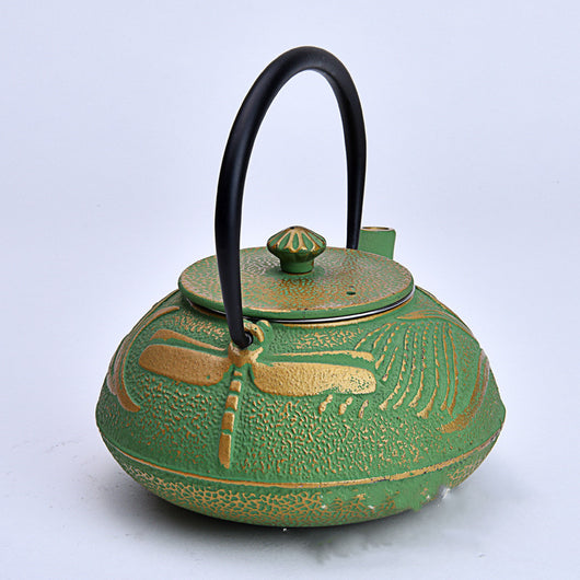 Olla de Hierro Colado Dorada Verde Libélula - Image 4