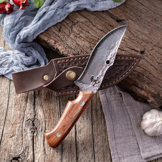 Cuchillo Damasco Premium con Funda de Cuero - Corte Profesional para Carnes y Frutas - Image 19