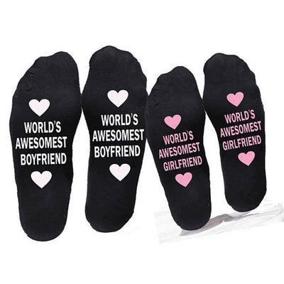 Calcetines Unisex de Algodón con Letras Divertidas - Regalo Perfecto para Parejas