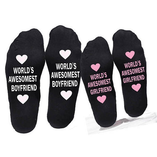 Calcetines Unisex de Algodón con Letras Divertidas - Regalo Perfecto para Parejas