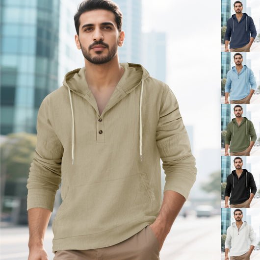 Henley con Capucha y Mangas Largas con Bolsillos Grandes - Image 3