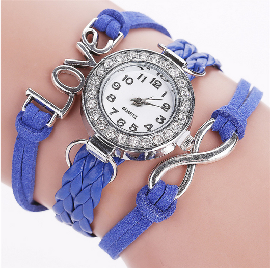 Reloj Pulsera de Diamantes con Correa de Terciopelo Coreano LOVE para Mujer - Image 5