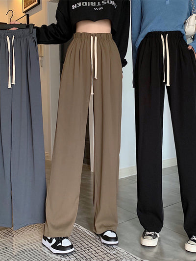 Pantalones Rectos de Cintura Alta Holgada para Mujer