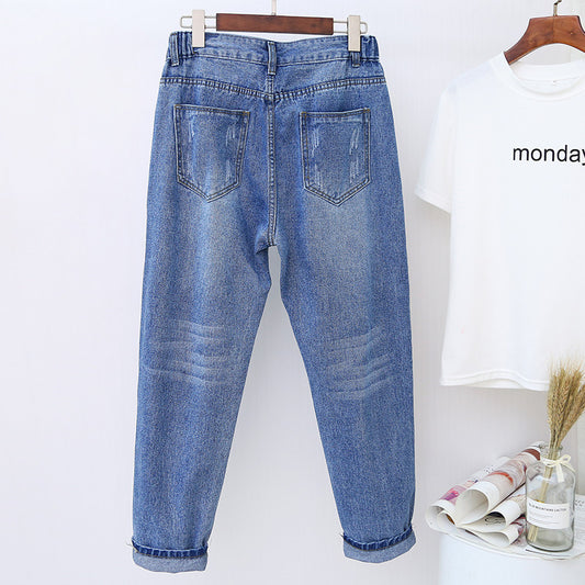 Pantalones Vaqueros Talle Alto Talla Grande con Detalles Rotos