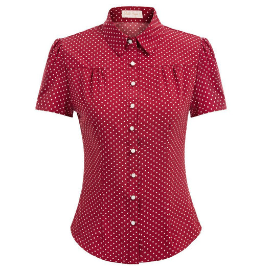 Camisa de Manga Corta con Lunares Estilo Moderno