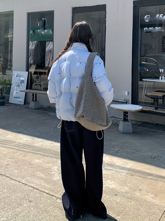Abrigo Rayado con Moño para Mujer - Cálido y Elegante - Image 10