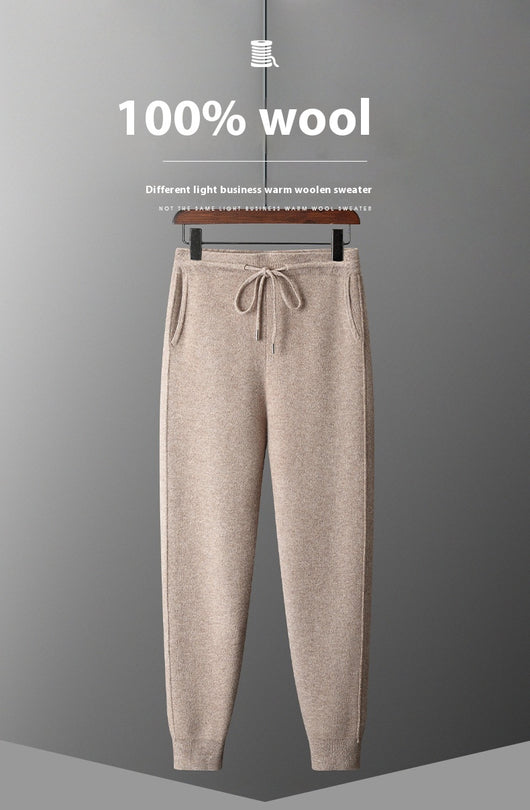 Pantalones Harem Casual de Lana Gruesa con Cintura Alta para Hombre - Image 18