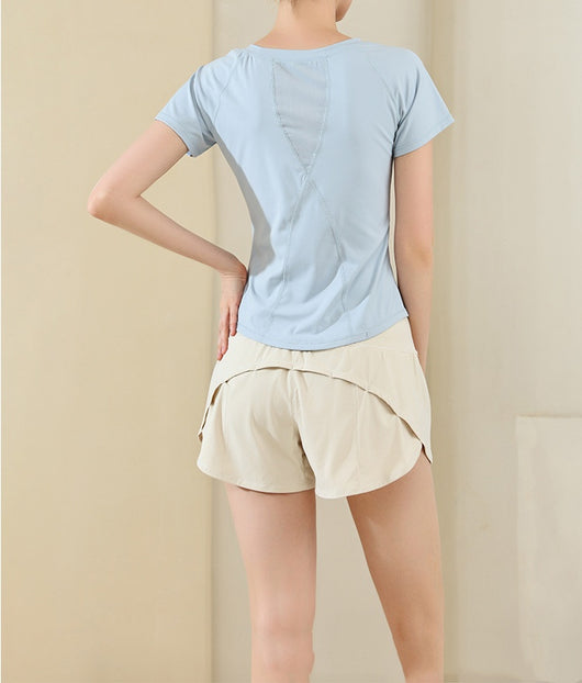 Playera Deportiva Yoga Mesh Nude Feel Manga Corta - Image 16