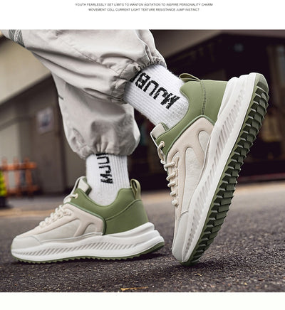 Tenis Deportivos de Plataforma Ligeros con Suela Suave - Cuero Casual para Hombre - Image 12