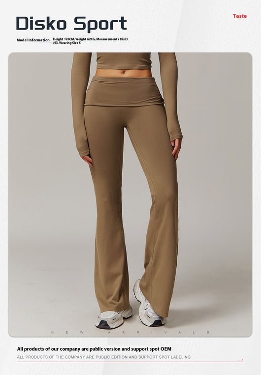 Pantalones Yoga Deportivos Talle Alto con Pliegues y Bota Acampanada - Image 18