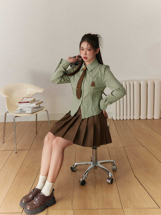 Camisa Universitaria de Rayas para Mujer - Talla Grande - Image 5