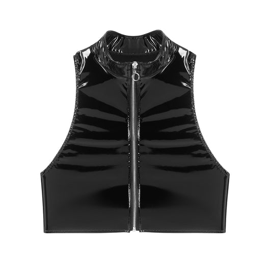 Chaleco de Cuero Brillante Espejo para Mujer - Image 4