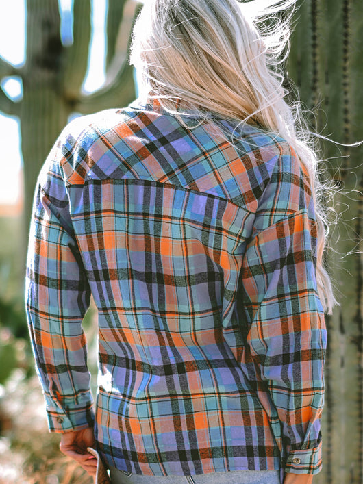 Camisa Cuadros Casual Suelta con Múltiples Hebillas para Mujer - Image 8