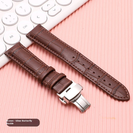 Correa de Cuero Genuino con Cierre Mariposa - Pulsera Universal para Reloj - Image 5