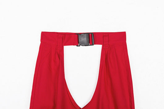 Pantalones Casuales de Cintura Alta Color Sólido Harem - Image 4