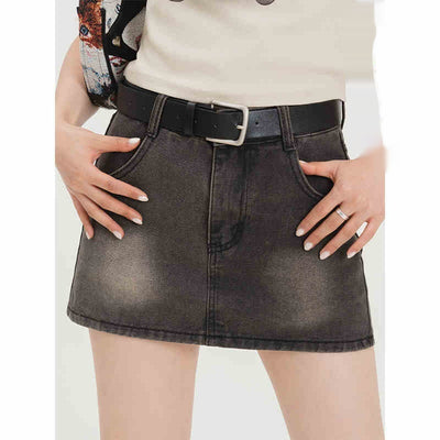 Falda Corta Denim Estilo Retro A-Line - Image 5