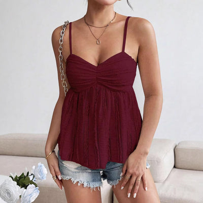Blusa Casual Elegante de Chifón con Encaje y Tirantes Finos - Image 3