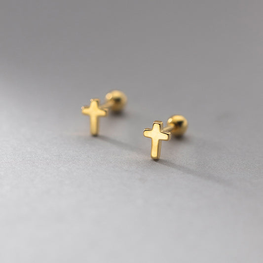 Aretes de Plata Esterlina 925 Diseño Cruz para Mujer
