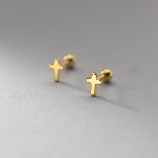 Aretes de Plata Esterlina 925 Diseño Cruz para Mujer