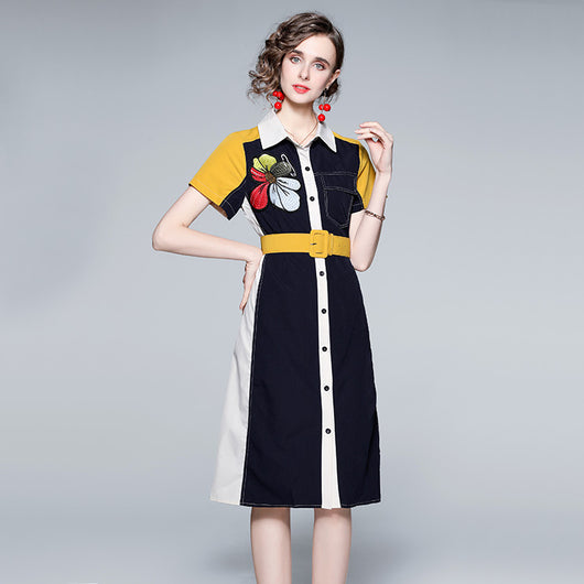 Vestido Camisero con Bordado y Cuello Solapa - Image 5