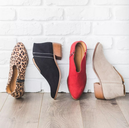 Botas de Cuero con Borlas y Punta Cuadrada - Estilo Leopardo para Mujer