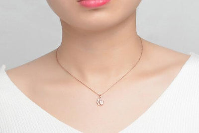 Collar de Plata 925 con Colgante de Loto y Corazón Chapado en Oro Rosa - Image 4